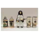 Collectible Steins, Bud Ice Penguin, Schlitz Banks