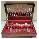 Assorted Silver Plate Flatware in Wood Case