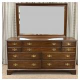 Henkel-Harris Walnut Long Dresser with Mirror