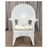 Wicker Rocking Chair w/ Floral Cushion