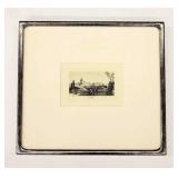 Sistine Bridge Etching (Rome) In Silver Gilt Frame