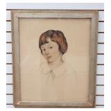 Framed Portrait Pastel Signed Bertha Hayes