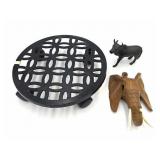 Animal Figures and Cast Iron Plant Caddy