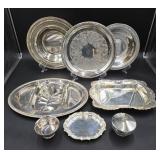 Grouping of Silver Plate Serving Trays and Bowls