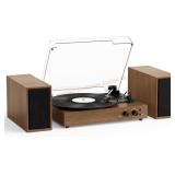 Vintage Vinyl Record Player Stereo With Speakers