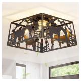 Rustic Caged Ceiling Fans with Lights and Remote