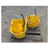 2- Commercial Mop Buckets & 3 Mop Heads