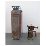 Antique Brass Fire Extinguisher & Blow Torch