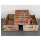 2- Vintage 7-Up Bottle Crates & Wood Crate