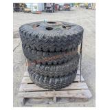 4- Steel 10 Small Lug Rims 8.25-20 Tires