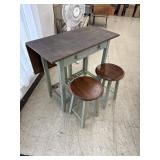 Small drop leaf table with 2 stools