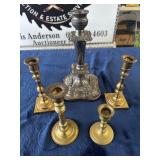 Silver-plated and Brass candlesticks