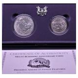 MT RUSHMORE SILVER DOLLAR & HALF W BOX PAPERS