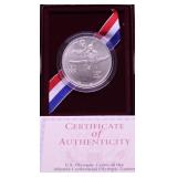RARE GYMNIST OLYMPIC SILVER DOLLAR  W BOX PAPERS