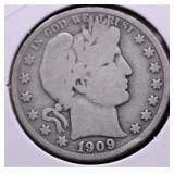 1909 O BARBER HALF DOLLAR  VG