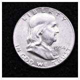 1954 S CHOICE BU FRANKLIN HALF DOLLAR