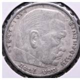 GERMANY NAZI SILVER 5 MARKS AU