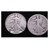 TWO WALKING HALF DOLLARS