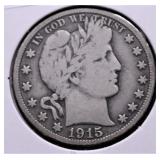 1915 S BARBER HALF DOLLAR VG