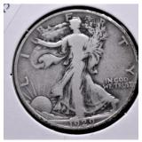 1929 D WALKING HALF DOLLAR F
