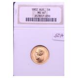1902 5 RUBLE GOLD COIN MS67