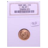 1908 D MK GOLD 10 KRONE