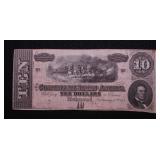 1864 10 $ CONFEDERATE NOTE VF