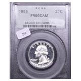 1958 PCGS PF66CAMEO WASHINGTON QUARTER