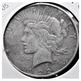 1922 D PEACE DOLLAR VF