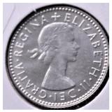 1954 AUSTRALIA GEM BU SILVER 6 PENCE