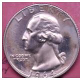 PROOF CAMEO 1964 WASHINGTON QUARTER