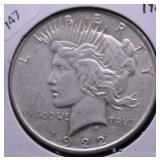 1922 PEACE DOLLAR XF