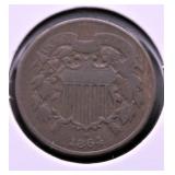 1864 TWO CENT PIECE  XF