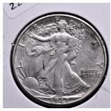 1942 D AU WALKING HALF DOLLAR