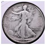 1942 S WALKING HALF DOLLAR VF