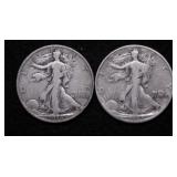 TWO WALKING HALF DOLLARS