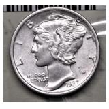 1937 MERCURY DIME  AU