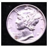 1944 S MERCURY DIME  AU
