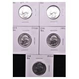 5 GEM BU 1972 D QUARTERS