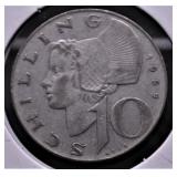 AUSTRIA SILVER 10 SCHILLING VF