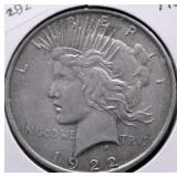 1922 PEACE DOLLAR  AU