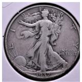 1937 S WALKING HALF DOLLAR VF