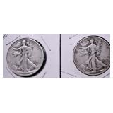 TWO WALKING HALF DOLLARS