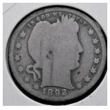 1892 O BARBER QUARTER G