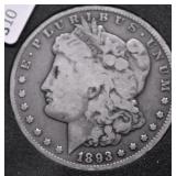 1893 CC MORGAN DOLLAR  VG
