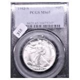 1943 S PCGS MS65 WALKING HALF DOLLAR