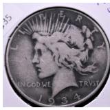 1934 D PEACE DOLLAR VG