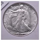 1917  WALKING HALF DOLLAR AU
