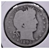 1893 S BARBER HALF DOLLAR AG