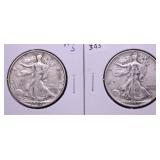 TWO WALKING HALF DOLLARS